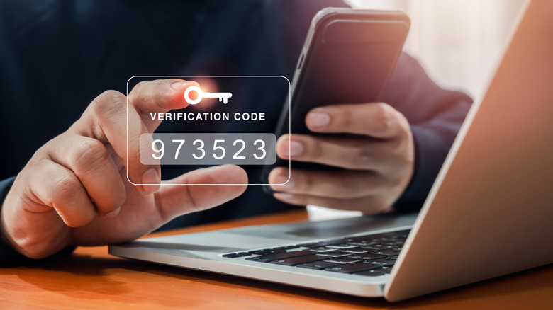 verification code image over phone and laptop