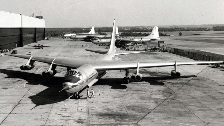 Convair YB-60 Bomber outside a hanger