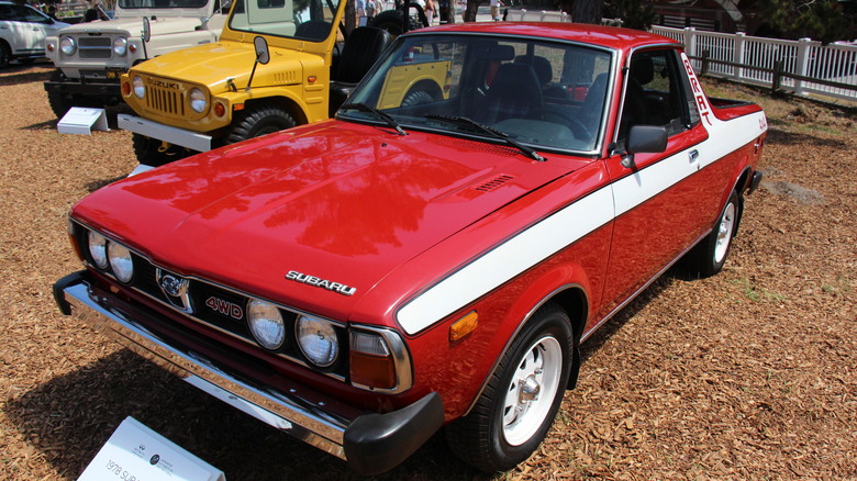 Red 1978 Subaru Brat