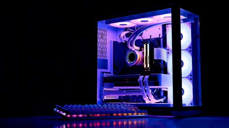 A PC tower with RGB lighting