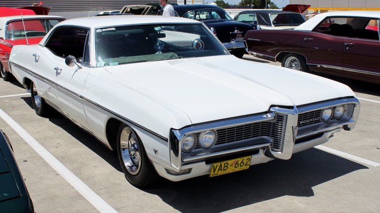 White 1968 Pontiac Parisienne parked