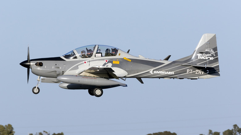 A-29B Super Tucano coming in for a landing in Malta