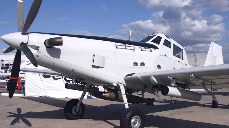 The AirTractor AT-802U (OA-1K Sky Warden) Counter Insurgency (COIN) Aircraft on display at the Paris Air Show.