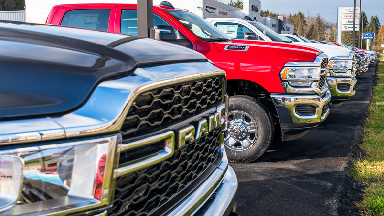 trucks at a dealership