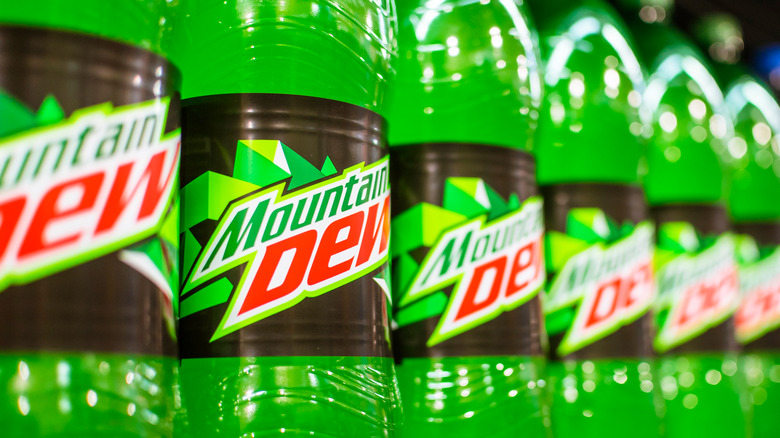mountain dew bottles lined up
