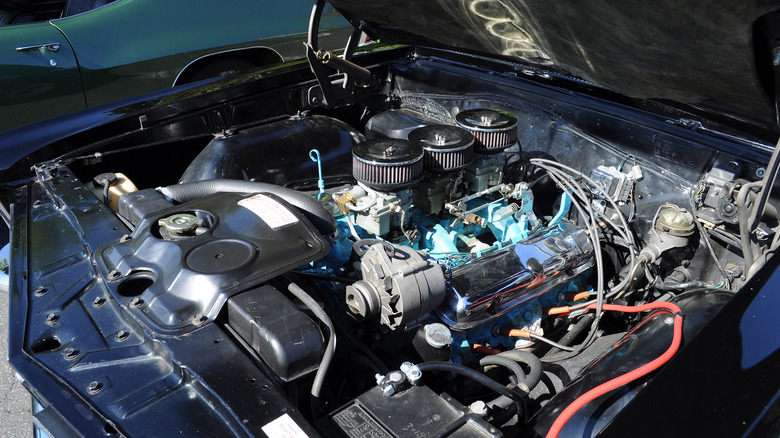 A Pontiac GTO under the hood