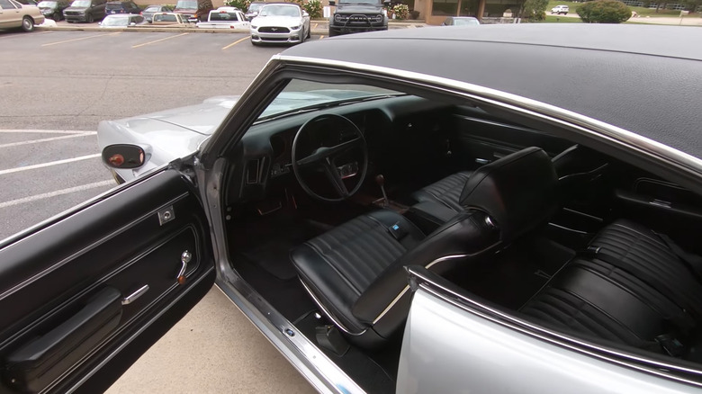 A restored interior of a 1970 Pontiac LeMans