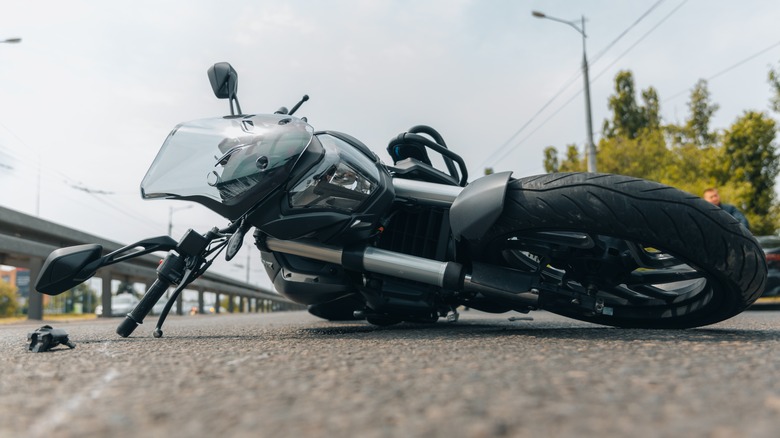 Motorcycle downed on the road