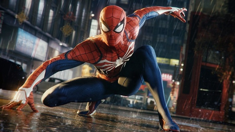 Peter Parker crouching in Marvel's Spider-Man Remastered