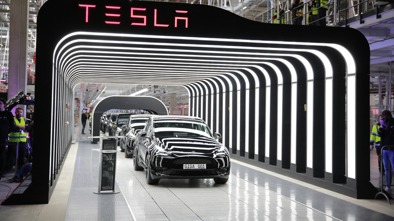 Teslas in factory