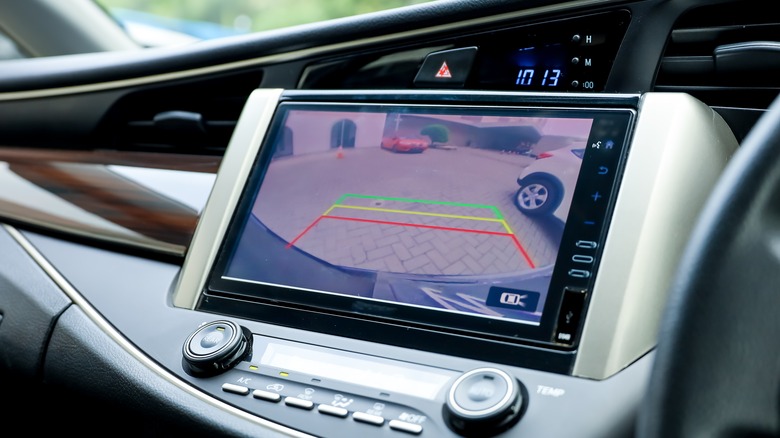 Computer display showing car in reverse