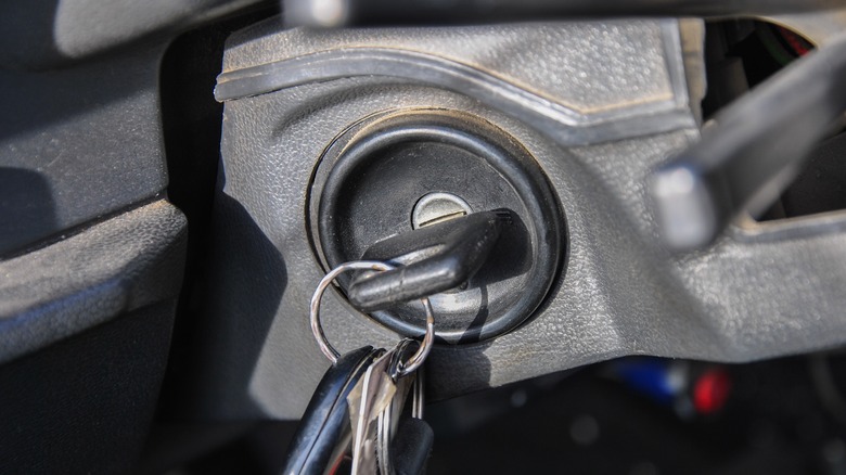 Key inserted in car's ignition