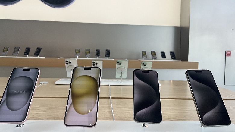 iPhones on display