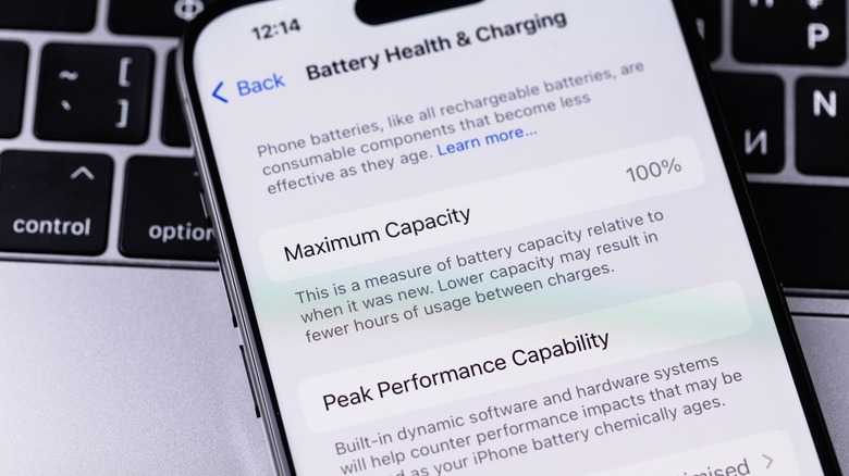 iPhone Battery Health Charging settings interface