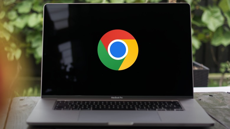 Laptop with Chrome logo on its screen