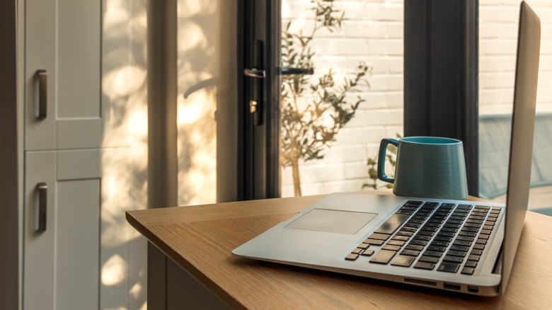 Laptop sitting on a table