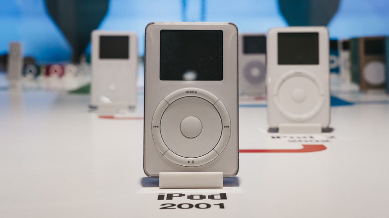 Range of iPods on display at a museum in Czechia