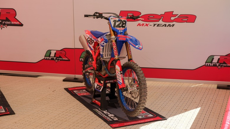 Beta dirt bike on stand