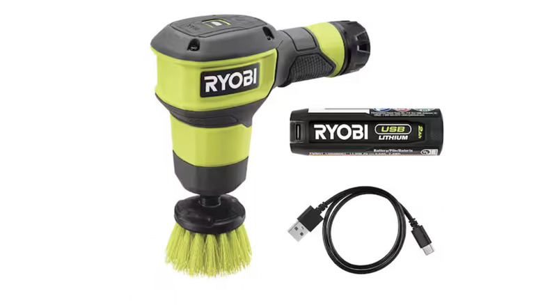 A product image of a Ryobi USB compact scrubber tool