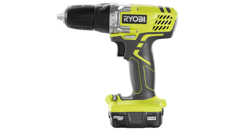 A 12V Ryobi drill product image on a white background