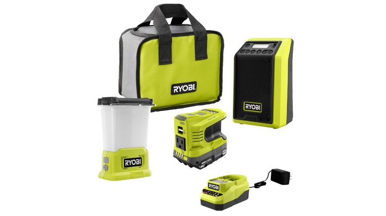 Collection of green devices featuring Ryobi brand