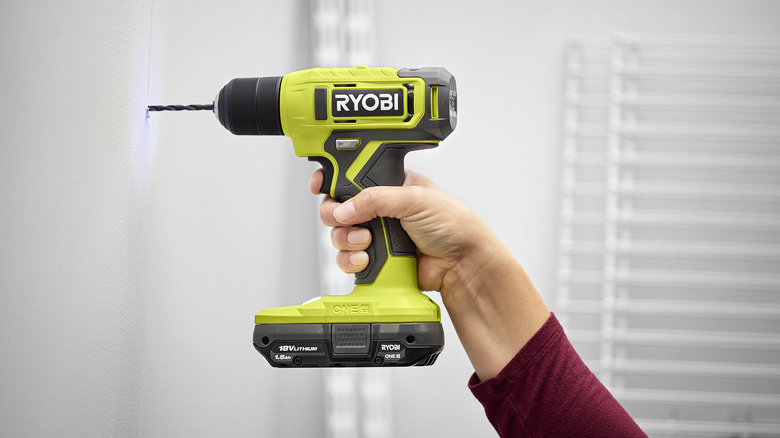 Ryobi drill in action