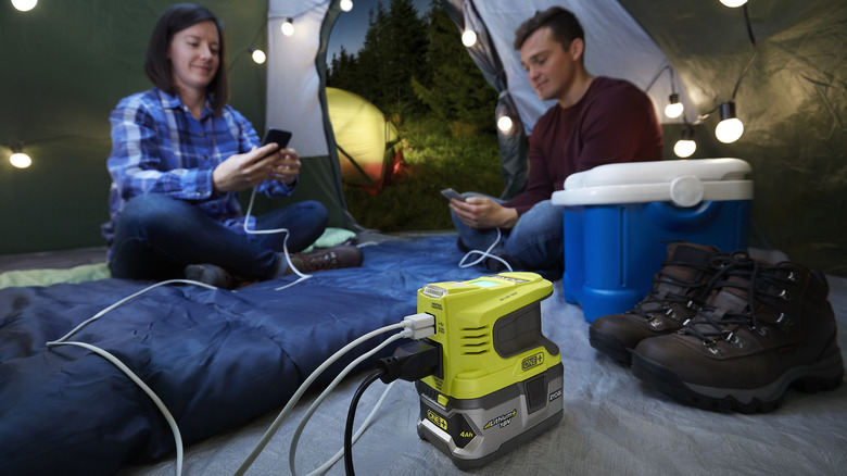 Ryobi 150-watt Power Source in tent