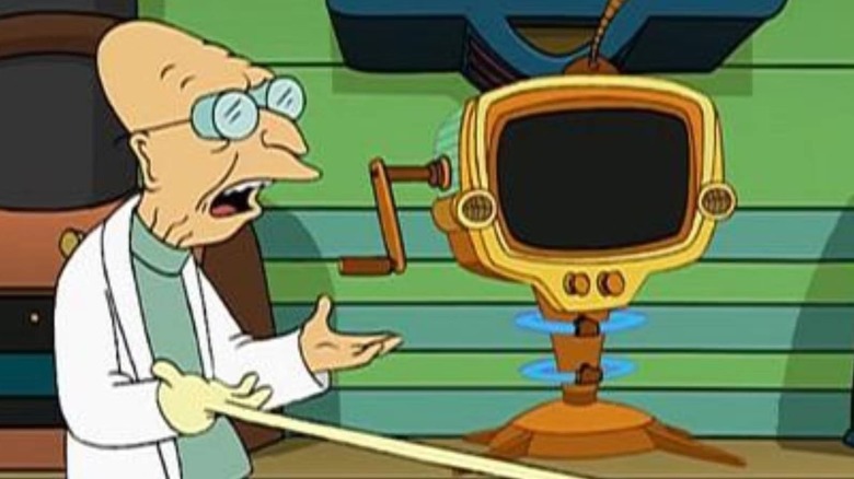 Professor Farnsworth with What If machine