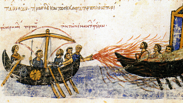 byzantine greek fire on ship