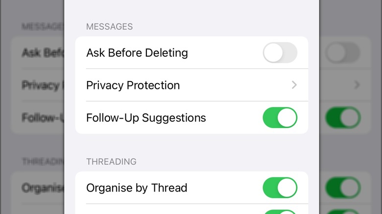 A screenshot of an iPhone's Follow-Up Suggestions