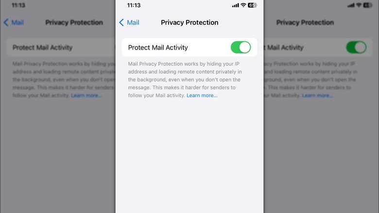 A screenshot of an iPhone's Mail Privacy Protection