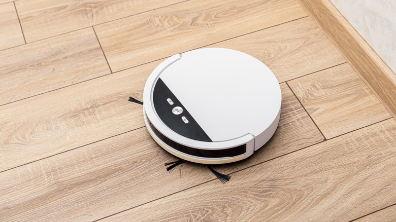 A robot vacuum cleaner in action