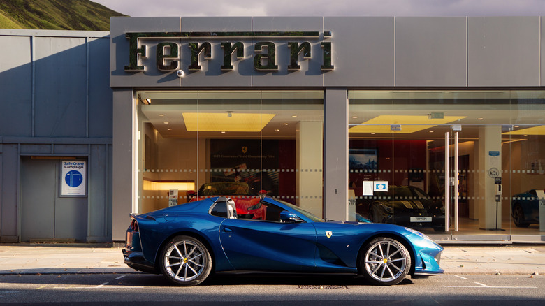 Ferrari 812 GTS in front of London dealership