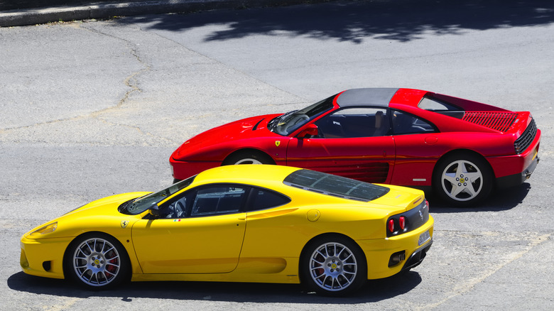 Two Ferraris in parking lot