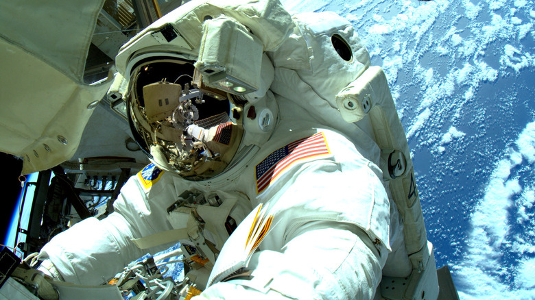 Astronaut spacewalk outside the ISS