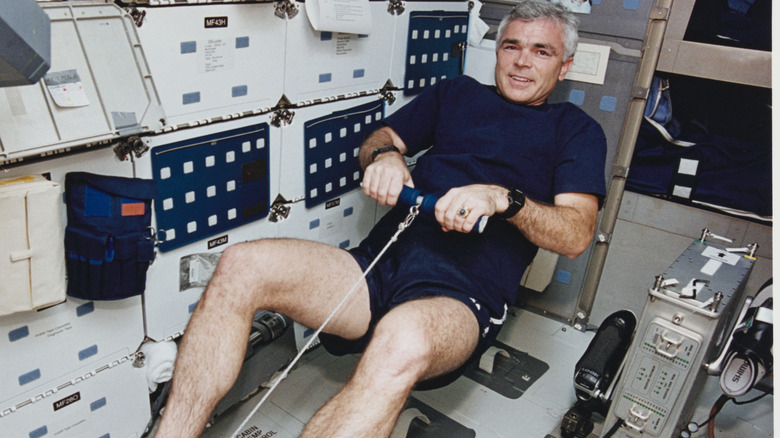 Rowing machine used by astronaut