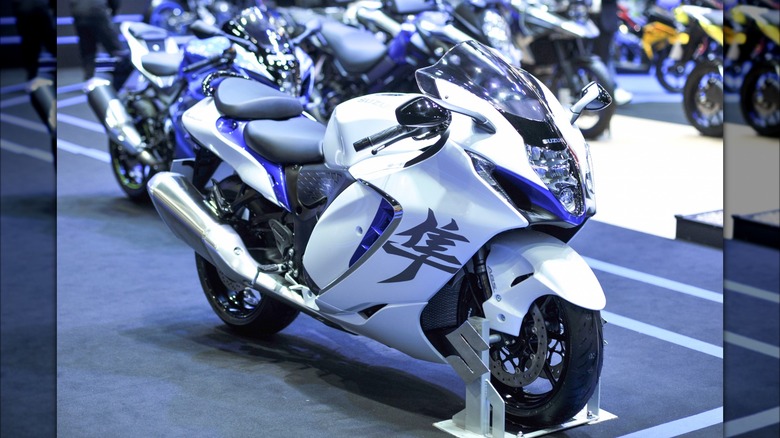 Suzuki Hayabusa motorcycles at a bike show