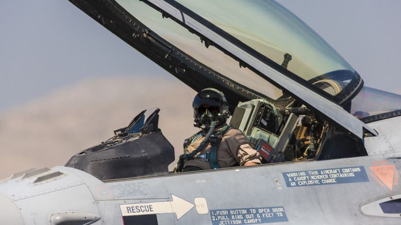 Military pilot in F-16