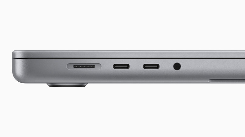 Closeup of MacBook ports