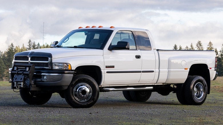 White Dodge diesel pickup truck