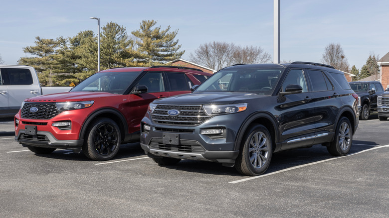 Ford Explorers at dealership