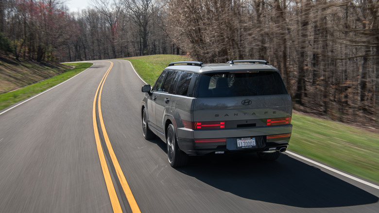 Hyundai Santa Fe driving rear view