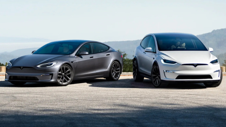 Two Teslas parked side by side