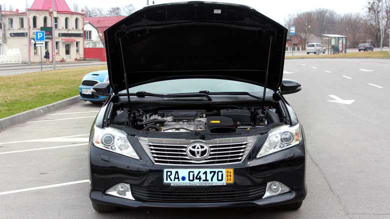 Toyota Camry with open hood