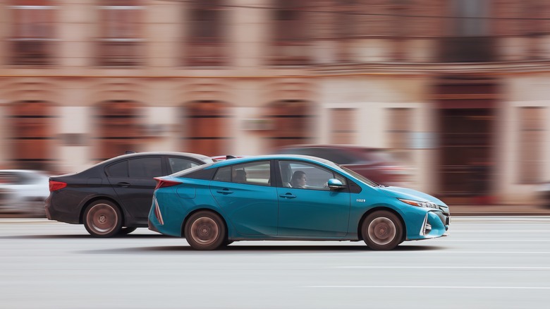 Two Prius Primes on a road