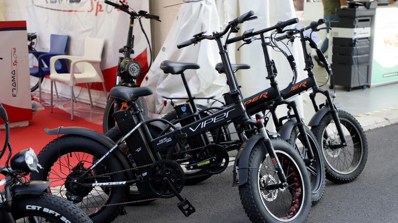 Electric bikes on display