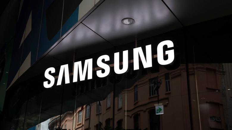 A Samsung building with the brand's name on the front