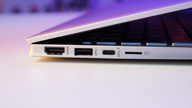 A selection of four ports on the side of a laptop