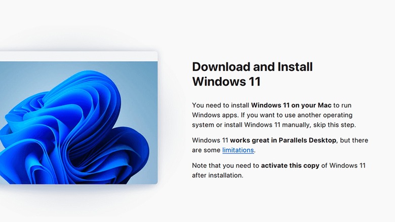 Parallels prompt to install Windows on a Mac