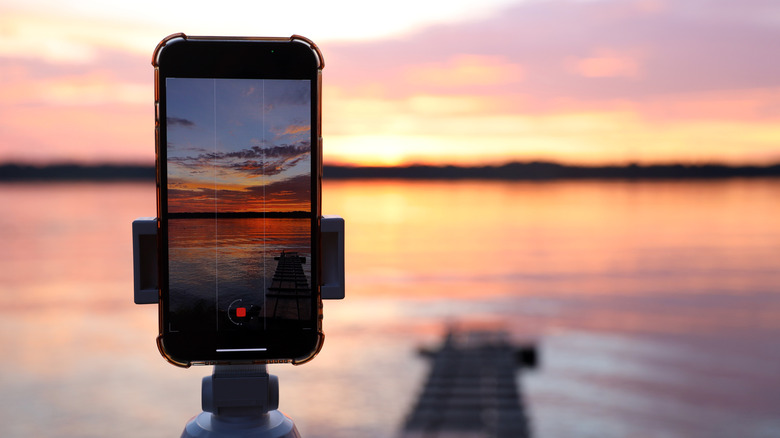 Recording the sunset on a smartphone